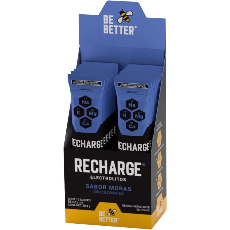 Be Better Recharge Electrolitos en Polvo, Sin Azúcar, Sin Calorías,