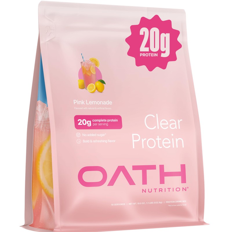 Oath Nutrition Clear Whey Isolate Protein Powder, Pink Lemonade, 20g