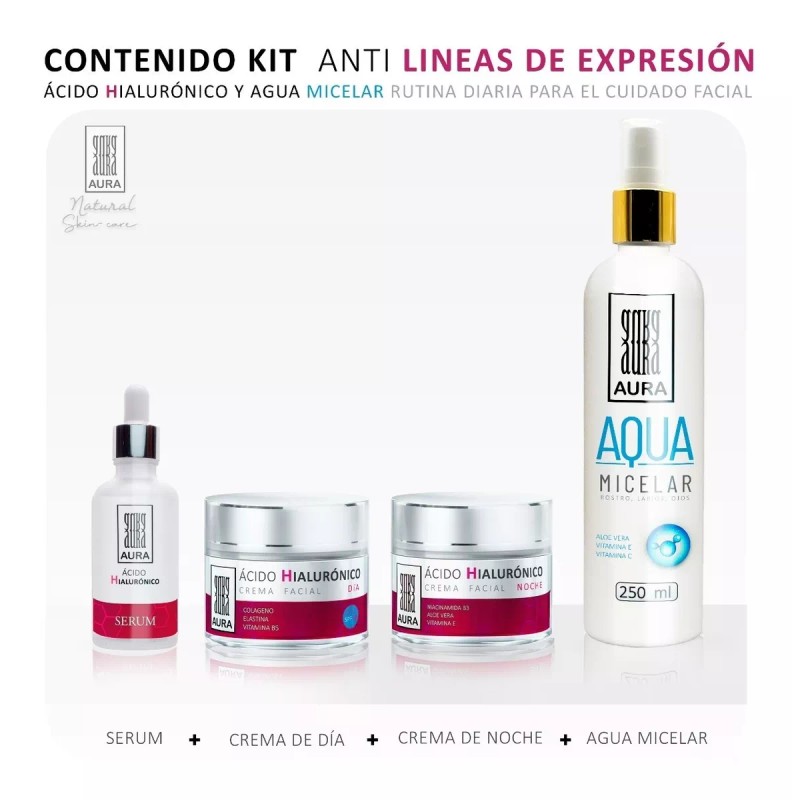 Aura Kit Skincare Cuidado Facial Acido Hialuronico + Agua Micelar