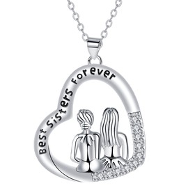 J.MUEN Necklace 925 Sterling Silver Heart Chain Pendant Necklace Jewellery Gifts for Mum Women, Sterling Silver, Cubic Zirconia