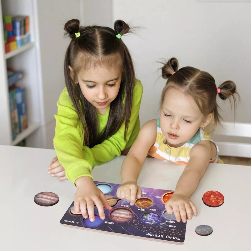 BLAZPATH Wooden Solar System Puzzle for Kids 3-5 Montessori Planet