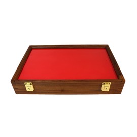 Wood Display Case for Collectibles, Knives, Arrowheads, Pins, Medals and More (18 x 12 x 3, Walnut)