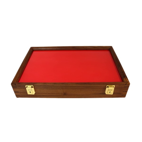 Wood Display Case for Collectibles, Knives, Arrowheads, Pins, Medals and