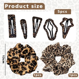 7 Pieces Leopard Print Silk Retro Elastic Ponytail Hair Bobbles Hair Accessories