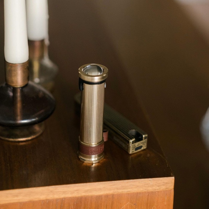 Barebones Mini Flashlight - Brass, Vintage-Style Rechargeable Flashlight with Adjustable
