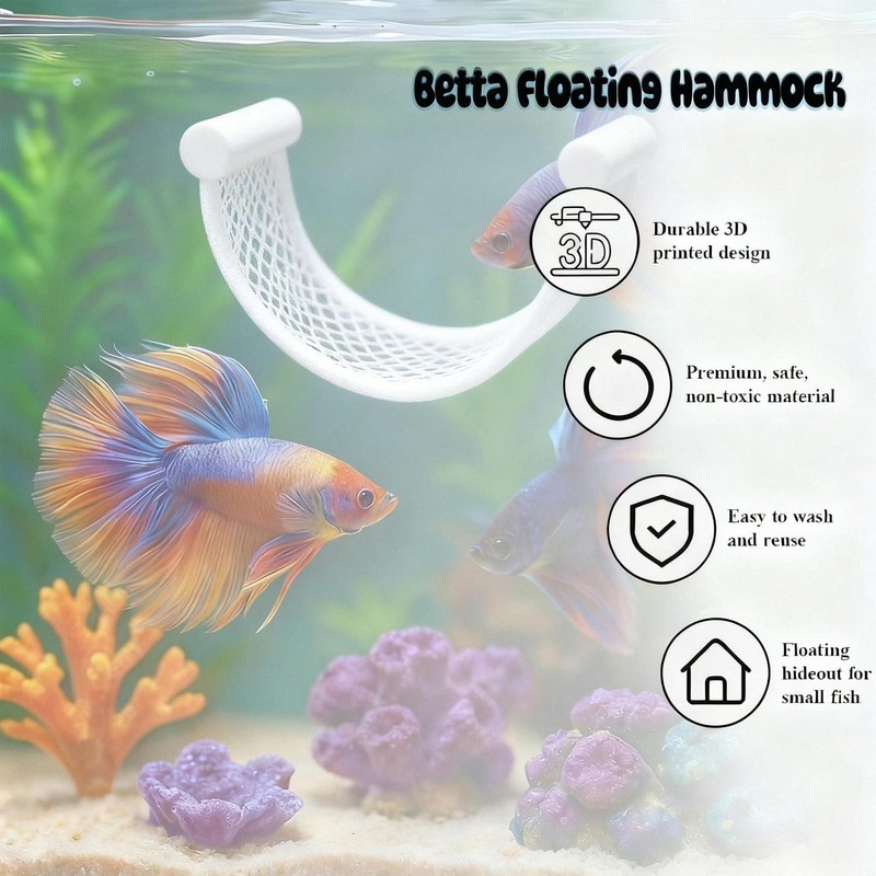 White Floating Betta Fish Hammock – Minimalist Rest Platform &