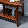 Forevich Bamboo Shower Bench Stool with Storage Shelf Waterproof Shower