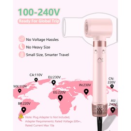 Dual Voltage Hot Air Styler Wrap - 5 in 1 Hair Dryer Brush with Fast Drying Blow Dryer, Styling, Straightening & Volumizing with Negative Ion Anti-frizz for 110V-120V/220V-240V Europe and Travel Case