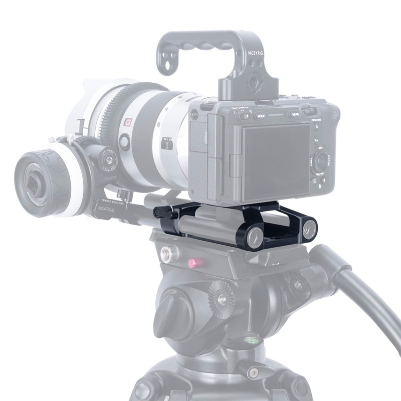 NICEYRIG Lightweight Base Plate with Double 15mm Rod Clamp for