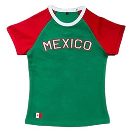 Vintage Graphic Baby Tees for Women Brazil Shirt Y2k Tops Mexico Crop Top Jersey 2000s Summer Going Out Tops