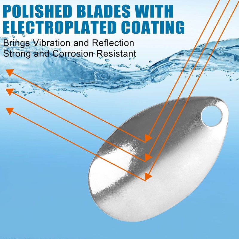 Spinner Blades for Lure Making,50pcs Easy Spin Colorado Willow Blades