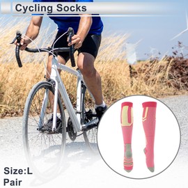 X AUTOHAUX Cycling Socks Breathable Shaping Sweat-Absorbent Outdoor Bike Socks Yellow Pink Size l Neutral and Universal 1 Pair Colorblock Stripes