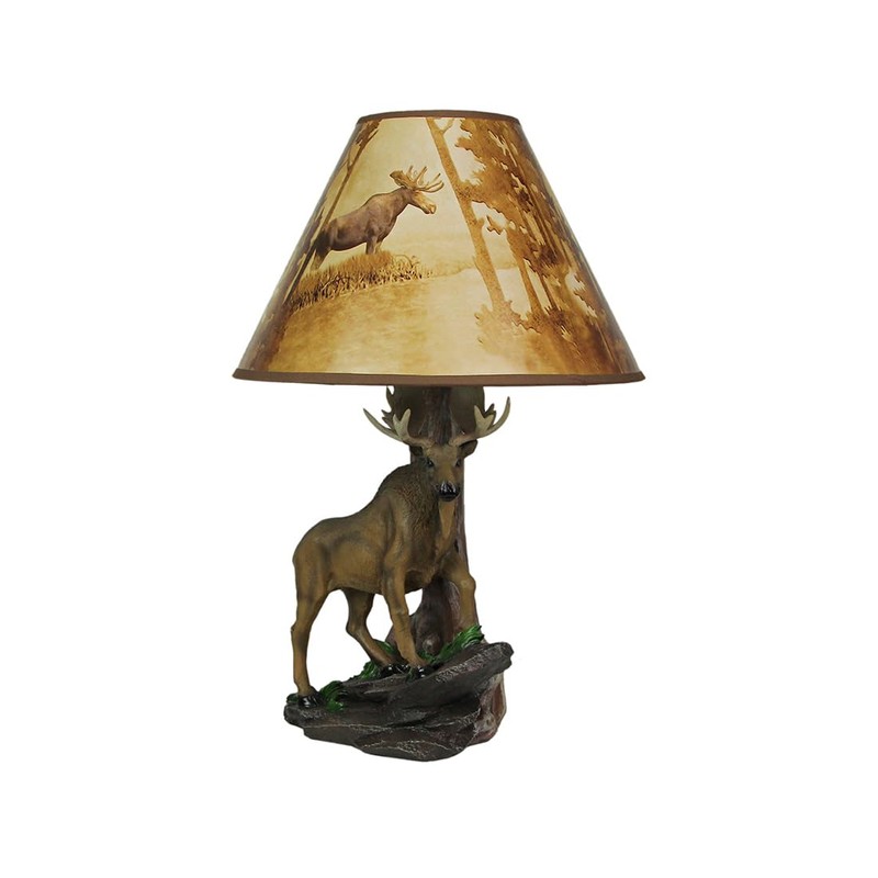 North American Bull Moose Table Lamp with a 12-Inch Diameter