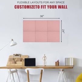 Cork Board Alternative 90 x 60 cm Notice Pin Board Bulletin Board for Home Office Kitchen Photos Memos - 6 Pack Removable Felt Wall Tiles with 20 pushpins - Pink