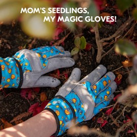 Vgo... 3 Pairs Age-3-12 Kids Gardening Gloves, Children Yard Work Soft Safety Outdoor Playing Gloves(KID-MF3561,Blue,M,3pairs)
