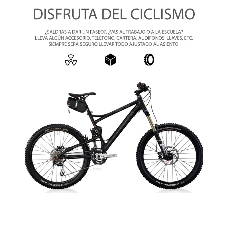 Bolsa Impermeable Asiento Trasera Bicicleta (Negro con Azul)