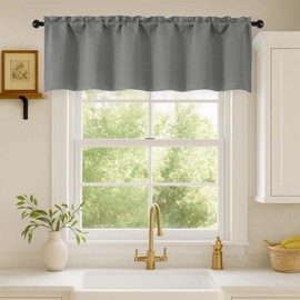 WelvetBLK - Cenefas de color gris claro para ventanas de 1 pieza, suave y sólido aislamiento térmico, cortinas pequeñas para ventana de cocina para baño, sótano, cafetería, bolsillo para barra, gris