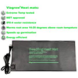 Viagrow VHMDT Single Tray, MET Standard Heat Mat and Thermostat, 1-Pack 20”8”, Black