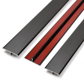 Jiekayi Aluminum T Molding Floor Transition Strip Self Adhesive, Door Threshold Strip, Edge Trim for Laminate Wood Tile Vinyl, Floor Divider for Joining Flooring Gaps (3pcs, 36 x 2 in, Black)