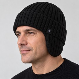 Winter Knit Hat with Ear Flaps for Men and Women – Warm Plush-Lined Beanie for Cold Weather, Travel and Outdoor Wear