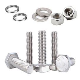 JDMA Pack of 15 M8 x 60 Stainless Steel Hexagon Screws with Nuts and Washers Set, Hexagonal Screws Machine Screws DIN 933, Hexagonal Screw with Pure Thread (M8 x 60)
