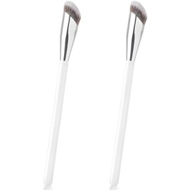 2PCS Angled Concealer Brush, Small Foundation Brush for Under Eye & Precision Face Blending