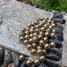 Chengmu 99Pcs 8mm Gold Hematite Beads for Jewelry Making Natural Gemstone Round Loose Stone Beads Assortments Supplies Accessories for Bracelet Necklace with Cord and Jewelry Bag and Red Box