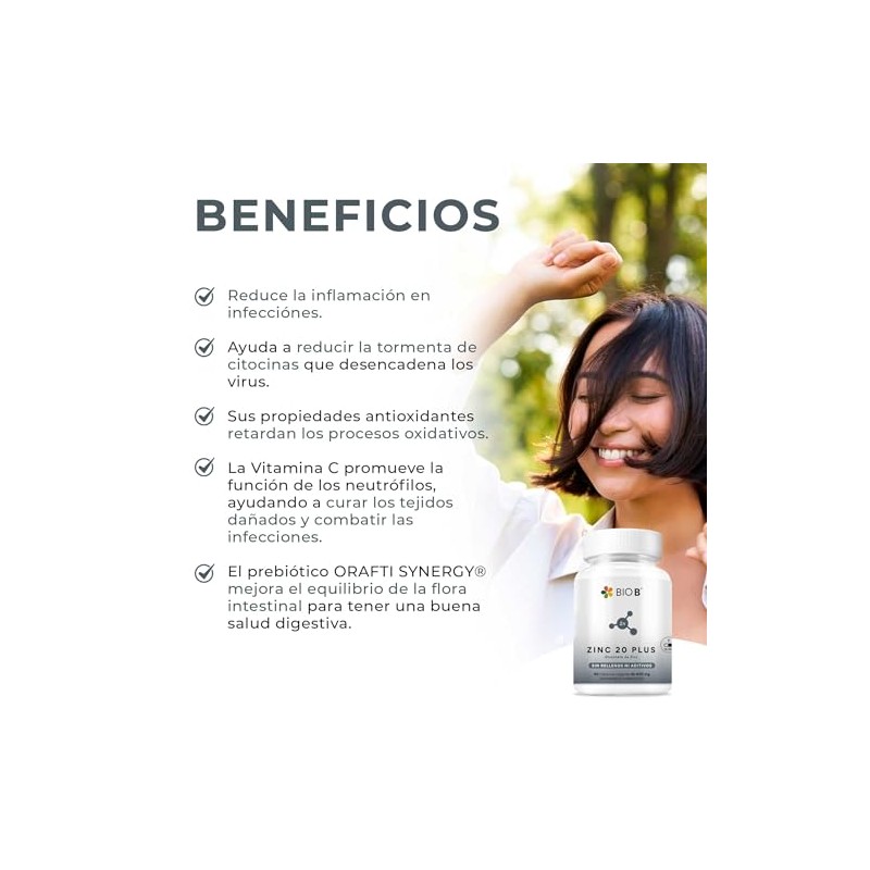 BIO B Zinc 20 Plus 90 Cápsulas Veganas