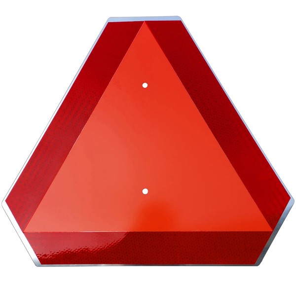 Slow Moving Vehicle Sign,Safety Triangles dot Approved Triangle Sign 14"x16"50-mil Thick Aluminum Diamond Grade Reflective,Up to 7 Years of Outdoor use for Golf Cart