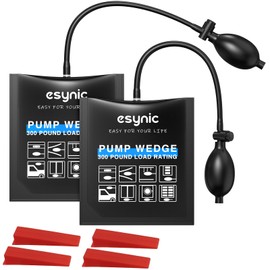 eSynic Air Wedge Pump Up Bag 2packs Airbag Pump Wedge Inflatable Wedge Bearing 400pounds with 4 Plastic Wedges Car Air Wedge Pump Kits Air Bags for Lifting Window, Door, Washing Machine, Freezer ect