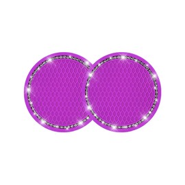 2 Pack Car Bling Cup Holder Coaster, 2.75 Inch Crystal Rhinestone Car Cup Holder Insert Coaster,Universal for Cars, Vehicles, SUVs, Car Interior Accessories (Purple)