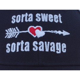 J.Ehonace Cotton Baseball Cap for Men & Women - Adjustable Strap, Soft & Breathable Unisex Hat, Sorta Sweet Sorta Savage Design, One Size Fits Most, Black