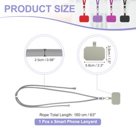 PATIKIL Smart Phone Lanyard, Universal Cell Phone Lanyard Adjustable Crossbody Strap Patch with Neck Strap Fits Most Smartphones, Light Grey