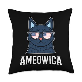 Ameowica Cat Mom Cat Lovers Cat Girlfriend Funny Cat Throw Pillow