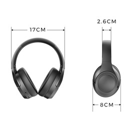 BYDGUMEI L50 Noise-Cancelling Headphones, Wireless Over-Ear Bluetooth Headphones, 50-Hour Playback Time, High-Resolution Audio, Bass, Memory Foam Ear Cups, Travel, Office, USB-C Charging (Black)