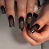 SXVME Uñas postizas largas cuadradas con degradado en marrón ruborizado
