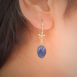 Sapphire Earrings for Women in Marquise Shape - 18K Gold Vermeil, Certified 925 Sterling Silver Earring - Hypoallergenic Gold Jewelry for Women, Ideal Mothers Day Gifts and Birthday Gifts for Women