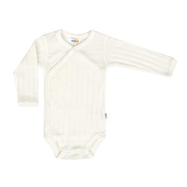 Joha Long-Sleeved Wool/Silk Wrap Bodysuit, natural