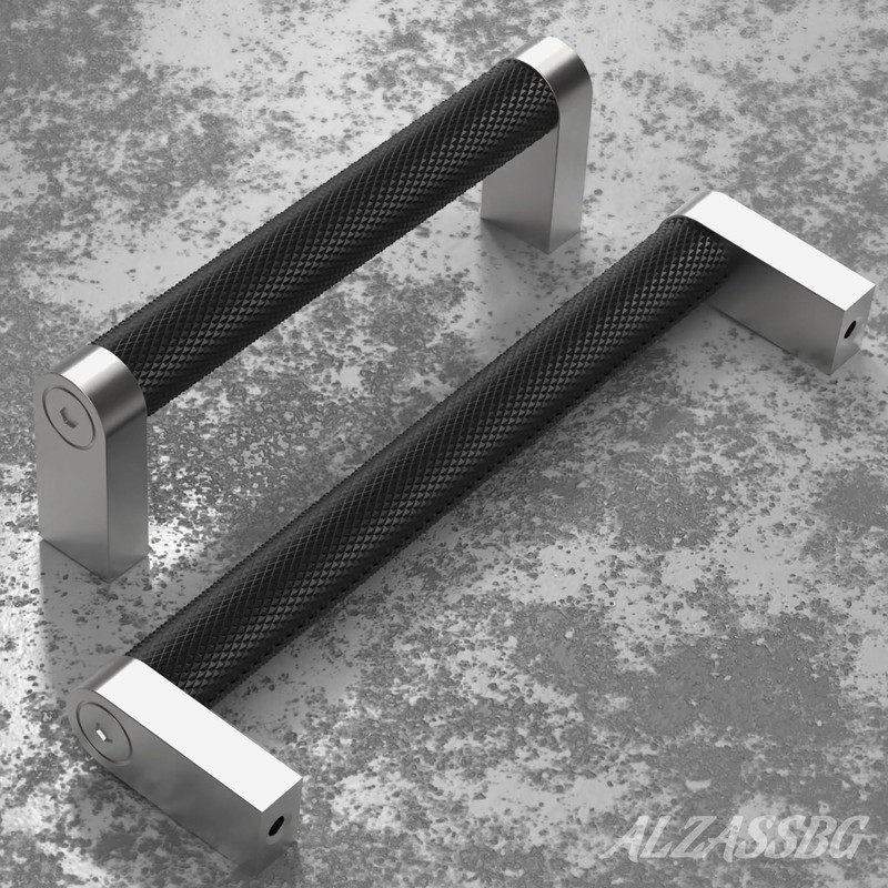 Alzassbg 10 Pack Silver and Black Cabinet Pulls, 3 Inch(76mm)