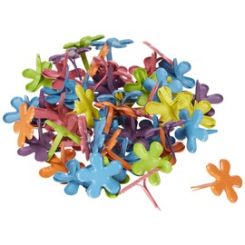 Rayher Brads "Blume", 12 mm ø, Farben gemischt, Blisterbox 50 Stück, Mini-Brads für Scrapbooking und zum Basteln, Musterklammern, Spreizklammern, 7835549