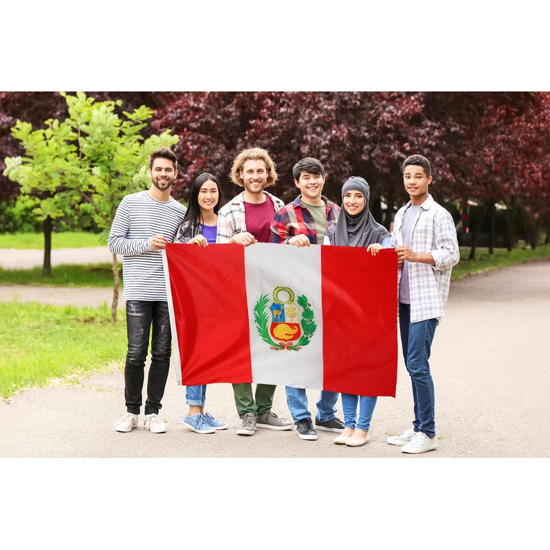 DANF Peru Flag 3x5 Ft Thick Polyester, Fade Resistant, Brass