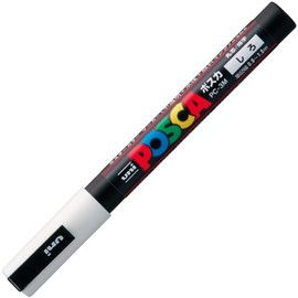Mitsubishi Pencil PC3M.1 Water Based Sign Pen Uni Posca Fine Point Round Lead, White, Pack of 10
