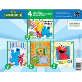 Buffalo Games - Sesame Workshop - Sesame Street Tray Puzzles - Four 12-48 Piece Puzzle Board Preschool Tray Puzzles - Finished Puzzle Sizes are 14 x 10.75in