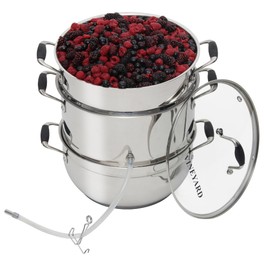 VINEYARD Deluxe Stainless Steel Steam Juicer & Roaster Set - Induction Friendly, Tempered Glass Lid, Cool-Touch Handles, 8 Quart Capacity