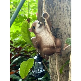 Squirrel Garden Decor Outdoor Statues Resin Climbing Twine with LED Light Waterproof Hanging Animal Figurine for Garden Wall Balcony Tree Decoration Gift