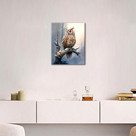 TISHIRON Paint by Numbers Owl Adult Painting by Numbers Kits on Canvas Animals Oil Hand Painting with Brushes Painting Kits Adult Crafts for Home 40 x 50 cm (Frameless)