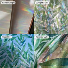 funlife Watercolor Static Cling Privacy Window Film, Watercolor Willow Branches 16.92" X 39.37"