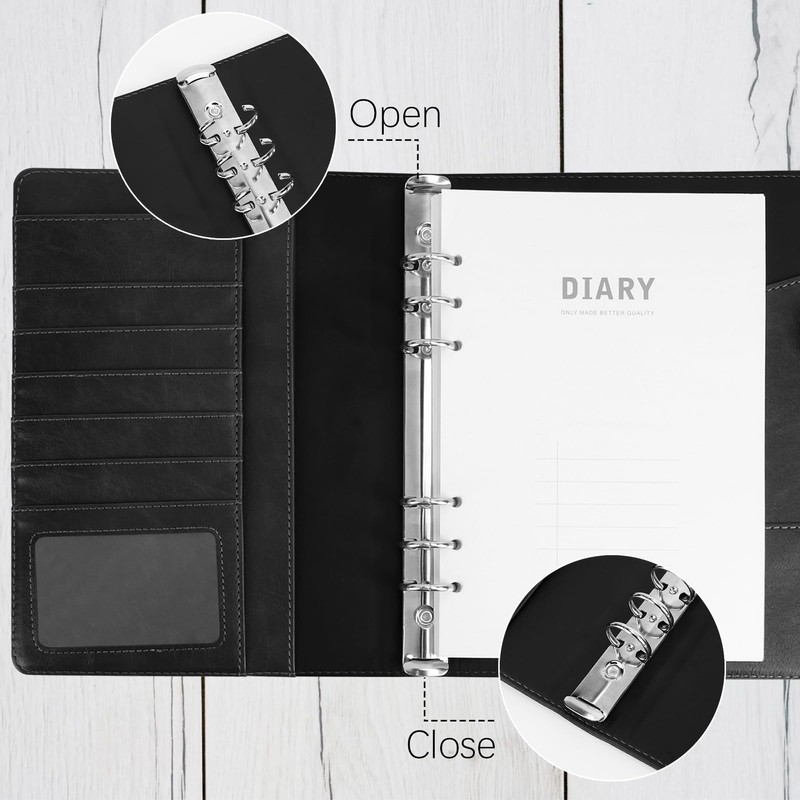Skycase 6 Holes Binder Notebook A5, PU Leather Loose Leaf