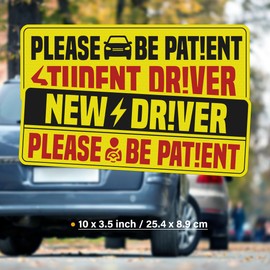 BETANAS Student New Driver Stickers Pack 3 Pieces vinyl Waterproof UV Printed, Small funny Car Sticker Decal for Men Women gift Birthday Graduation Sign for Cars Windows