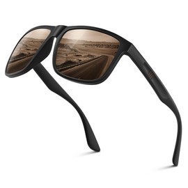 Wrimen Sunglasses Men Women Polarised UV400 Blend Protection Fashion Retro Unisex Ultralight Sunglasses Classic Rectangular Outdoor Sports Glasses for Driving Travel Fishing Brown, C-brown